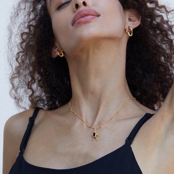 NEW 18K gold plated sterling silver earrings,natural red garnet,gemstone,stylish - Picture 7 of 13